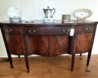 Antique Federal Flame Mahogany Inlaid Buffet  (minor flaws)