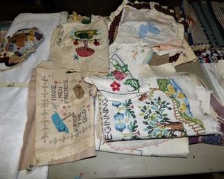 Vintage Embroidered, Cross Stitched Linens