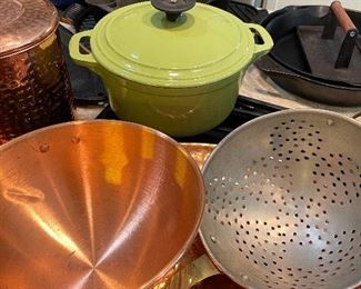 copper and cast iron with enamel pans/pots 