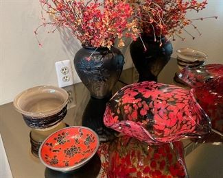 Hand-blown glass and ceramic pieces