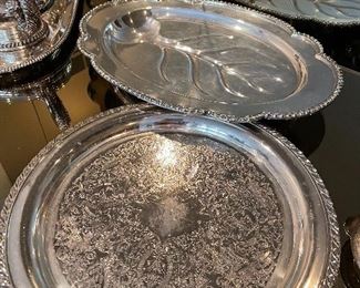 Silverplated:  trays and fish platter
