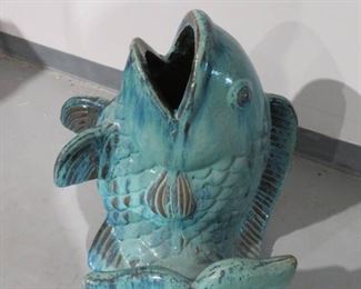 Large Whimsical Ceramic Fish Garden Sculpture