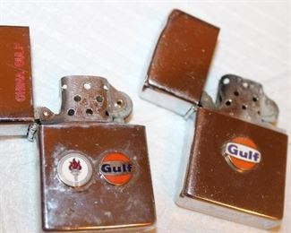 China-Gulf not marked Zippo; two more Gulf Zippos used but excellent condition