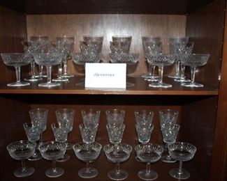 Waterford "Alana" water, claret, and champagne or tall sherbet