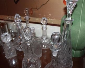 crystal and glass decanters and pitchers