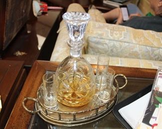 cordial set (filled with Calvados, but we will empty it prior to sale). yes, this is a tough job...