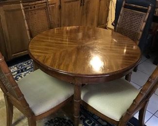 round faux bamboo game table and four chairs