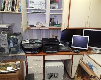 Mac Pro/2 server, Mac G4, Mac PowerBook G3 laptop, Proview 13” monitor, Asus 27” monitor, Apple 30” cinema monitor, Brother HL-2380DW printer, Epson RX680 printer, HP Scanjet G4050, routers, data switches, vintage software, zip drive jazz drive and disks, Sentry safe