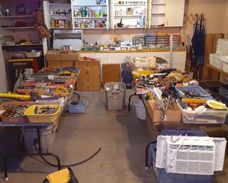 window ac, hand tools, clock parts