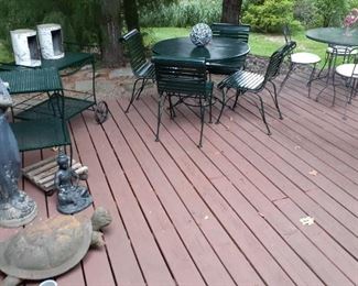 Woodard Patio sets, cement sculptures,