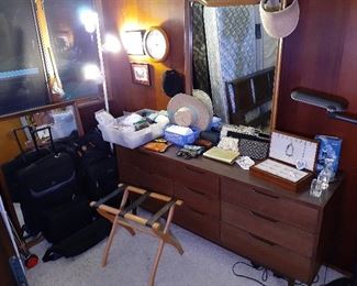 mid century dresser, luggage
