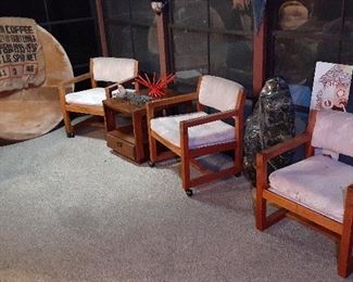 Jade rock, office chairs, coffee bag