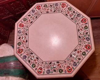 24" Marble inlaid stone table top
