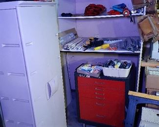 tool chest, cabinet, leaf blower
