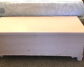 Pink painted cedar chest