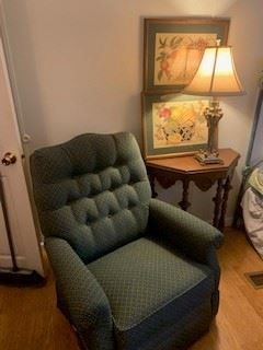Comfy green upholstered recliner