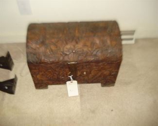 small carved chest