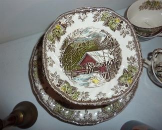 The Covered Bridge/ Friendly Village by Johnson Bros- Made in England