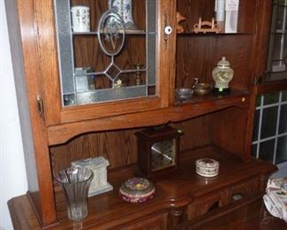 Hutch with leaded style glass upper- solid wood