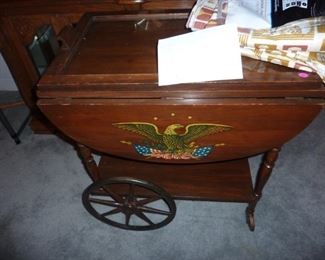 Tea Cart with Eagle holding American Flag