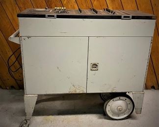 Hard to find Western Electric toll testing cart for Bell Systems. .........To register and to place bids go to https://capitolsalesservices.hibid.com/ 