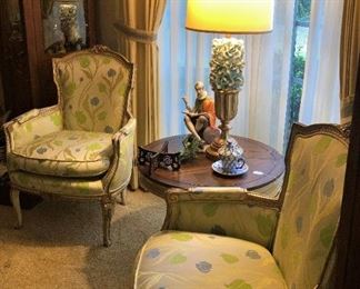 Matching Provincial chairs; round side table