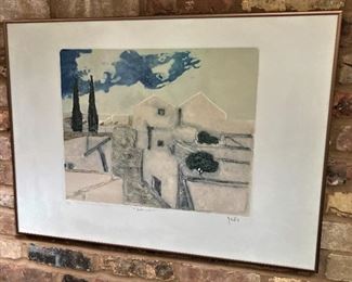 "Pueblos Rosas by Artist Gandia (15" x 19")