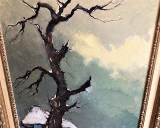 "Dave's Tree" - framed winter scene (36" x 48")