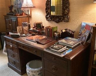Handsome desk with leather insets