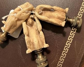   Monkey finials - "Hear no evil, speak no evil, see no evil."  (A universal concept throughout history is the idea to do those thing which are good, and to shun those things which are evil. )