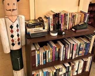 Wooden Scotsman; one of several bookshelves;