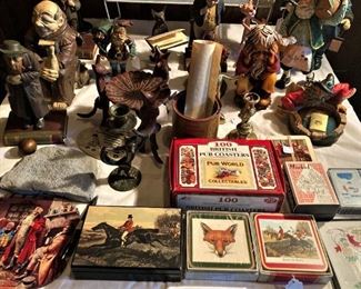 Fox, carvings, coasters