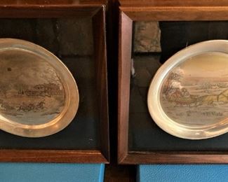 Boxed and framed Currier & Ives plates