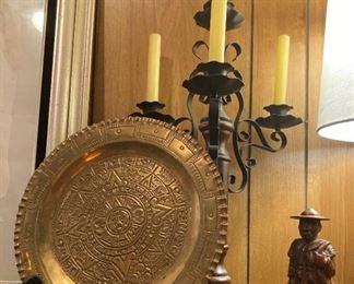 Brass plate; candle holder