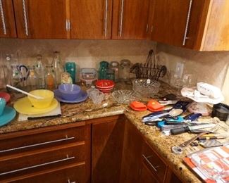 utensils, bowls, Milk bottles, kitchen
