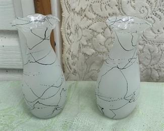 lot 15- two glass mid century vases $12