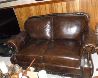 Awesome leather loveseat w/tack trim