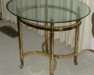 Brass & Glass end table (one of a pair)