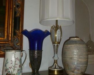 Gorgeous vintage lamp & misc.