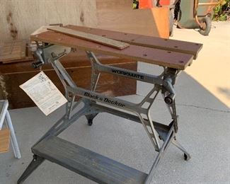 Folding workbench, wheel barrows etc 