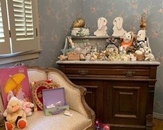 Antique chair & cabinet plus Easter decor 