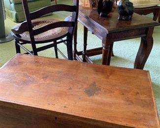 Antique trunk, accent tables & chairs