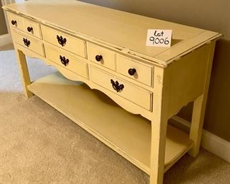 Lot 9006. $325.00 Six-Drawer vintage CTH Sherrill Occasional Chest/Table  "Ruff Hewn" with an open bottom shelf - a cross between a chest and a sofa/foyer type table with nice storage,  Probably 100 places to use this great Occasional piece! 