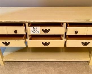 Lot 9006. $325.00 Six-Drawer vintage CTH Sherrill Occasional Chest/Table  "Ruff Hewn" with an open bottom shelf - a cross between a chest and a sofa/foyer type table with nice storage,  Probably 100 places to use this great Occasional piece! 