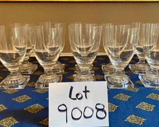 Lot 9008. $40.00 Ten Water Glasses, Unbranded, measure  6.5" tall x 2.5" square base, Exc. Condition and match the previous lot with a mere half inch difference in height.