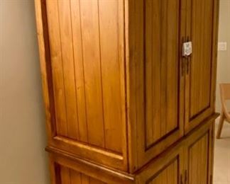 Lot 9013. $650.00  Beautiful Media Cabinet/Armoire with 3 drawers. Measures 51.5" W x 26" D x 81" T.  Very nice Plank Style will fit any decor.  It can be repurposed into a Bar or Wardrobe.  