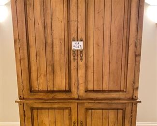 Lot 9013. $650.00  Beautiful Media Cabinet/Armoire with 3 drawers. Measures 51.5" W x 26" D x 81" T.  Very nice Plank Style will fit any decor.  It can be repurposed into a Bar or Wardrobe.  