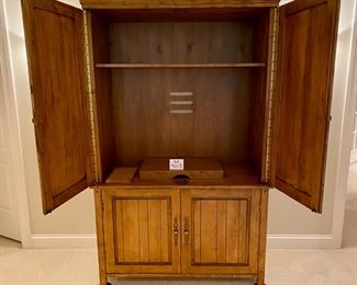 Lot 9013. $650.00  Beautiful Media Cabinet/Armoire with 3 drawers. Measures 51.5" W x 26" D x 81" T.  Very nice Plank Style will fit any decor.  It can be repurposed into a Bar or Wardrobe.  