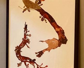 Lot 9017 $295.00 for the Pair of Signed Anthropologie Abstract Floral Prints with Black Frames. 22" W x 28" T. These pieces retailed for $398 EACH!