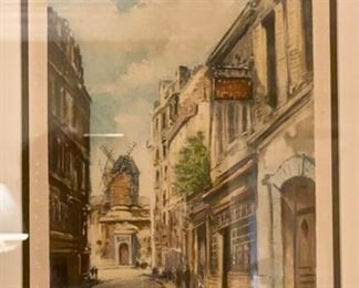 Lot 9018. $300.00 Here's a sweet pair of  Lithos of Paris Street Scenes, signed and numbered, purchased at the Proud Fox Gallery,  15" W x 19" T.  Artist last name is illegible but first name is Charles.